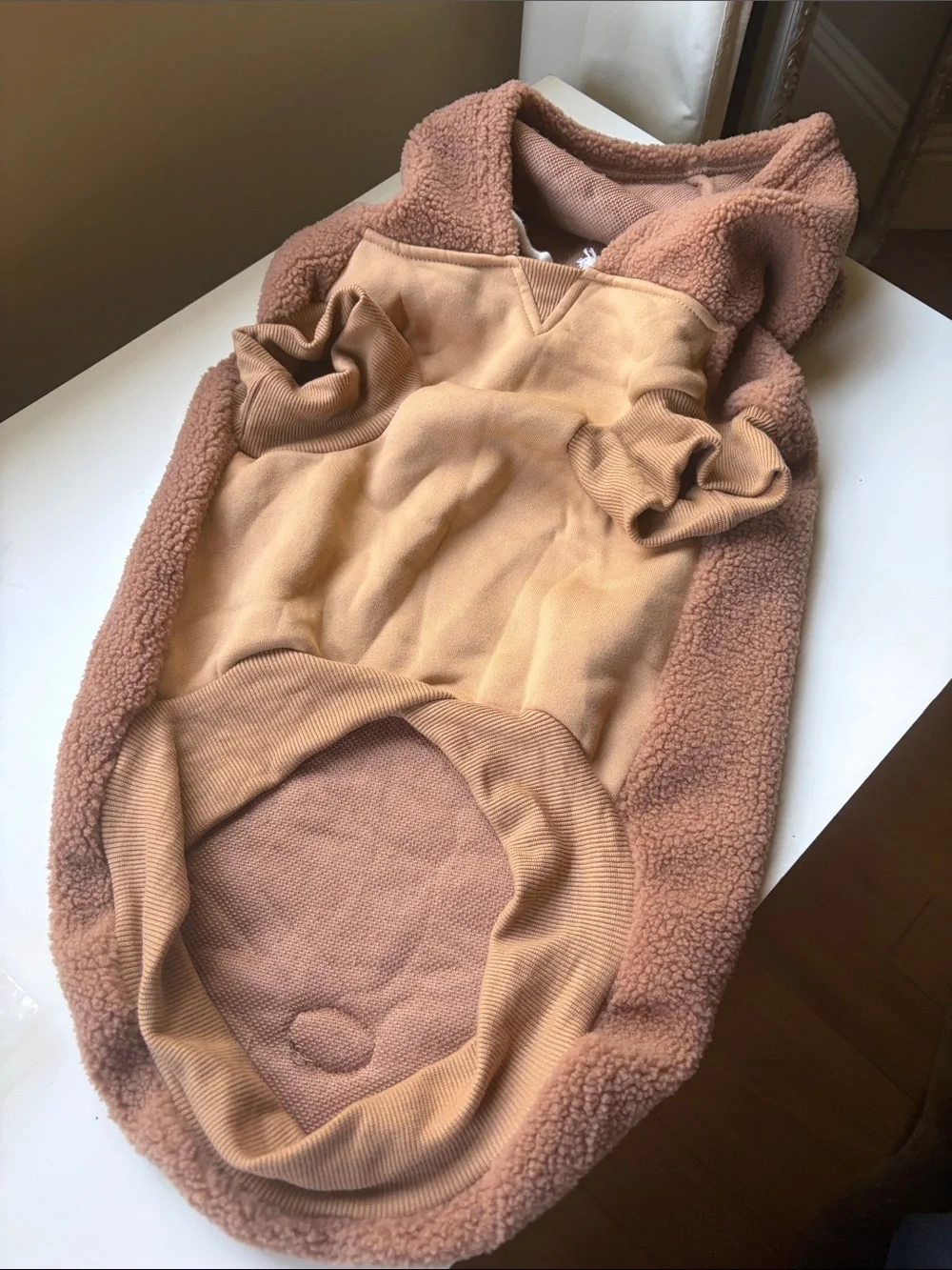 Anthropologie Cozy Brown Sherpa Hoodie for Dogs
